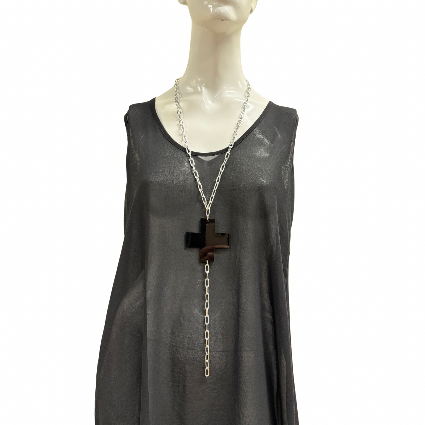 Z49 BLACK CROSS DROP NECKLACE